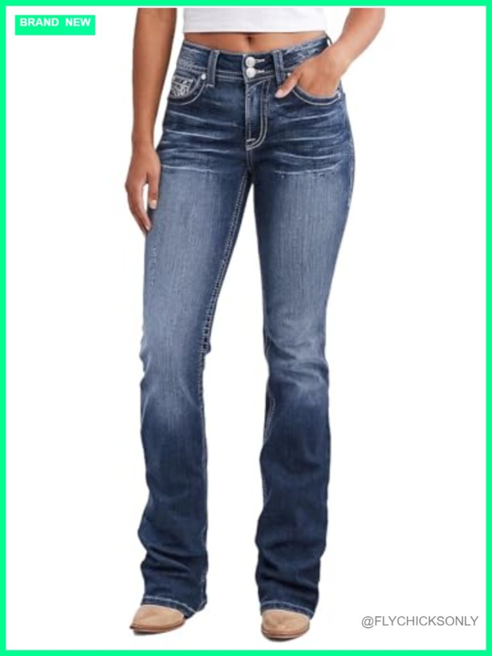 High Waist Boot Cut Jeans Women Flare Stretch Denim Pants